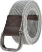 men's casual canvas belt with genuine leather trimming and double d-ring buckle by ayliss logo