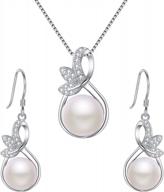 elequeen стерлингового серебра 925 пробы cz пресноводный культивированный жемчуг ювелирные изделия ожерелье серьги набор для женщин и девочек логотип