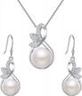 elequeen 925 sterling silver cz freshwater cultured pearl jewelry necklace earrings set for women & girls logo