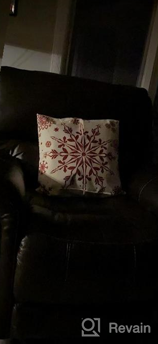 img 1 attached to Set Of 4 Farmhouse Christmas Decor Throw Pillow Covers 18X18 Inch Rustic Linen Sofa Couch Holiday Decoration Pillow Cases. review by Jay Chenier