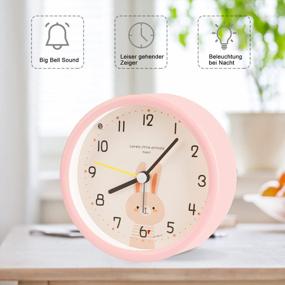 img 3 attached to Kids Non-Ticking Analog Alarm Clock W/ Night Light, Cartoon Animal Design Battery Operated Portable Desk Clock For Bedroom - Pink Rabbit