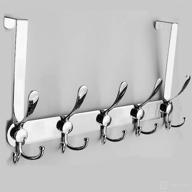 🧥 silver heavy duty over the door hooks coat rack for hanging clothes, hats, and towels (1 piece) логотип