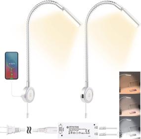 img 4 attached to 🔆 Adjustable Gooseneck Bedside Wall Lights - VST Input DC12V 1.6W Touch Dimmable Switch LED Light for Bedroom Headboard - Warm White/Normal White/Cool White - Book Reading Lamp with USB Charging Port (Silver)