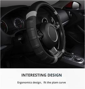 img 2 attached to 🚗 AutoYouth Car Steering Wheel Cover - Premium Microfiber Leather, Anti-Slip, Universal Fit - Excellent Grip & Durability - 15 inch Standard Size - Orange/Black (Gray)