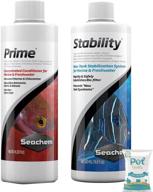 🐠 complete aquarium care bundle: prime fresh and saltwater conditioner, stability fish tank stabilizer, and 10ct pet wipes logo