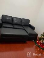 img 1 attached to Modern Convertible Sectional Sofa With Ottoman And Reversible Chaise In Black Faux Leather review by John Reese