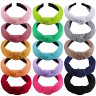 chic and versatile: 15-piece set of siquk top knot turban headbands for women and girls logo