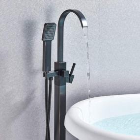 img 2 attached to Oil Rubbed Bronze Freestanding Bathtub Faucet With Handheld Shower Head, Floor Mounted Tub Filler For Contemporary Bathrooms By Saeuwtowy