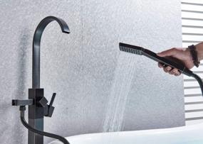 img 1 attached to Oil Rubbed Bronze Freestanding Bathtub Faucet With Handheld Shower Head, Floor Mounted Tub Filler For Contemporary Bathrooms By Saeuwtowy