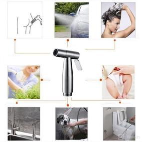 img 2 attached to 🚽 Cloth Diaper Sprayer for Toilet – Premium Stainless Steel Handheld Shattaf Bidet Sprayer Set for Bathroom – Bonus 100% Cotton Cloth Diaper and Insert Bundle by GilCare