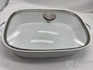img 1 attached to CorningWare, Non-Stick 4 Quart QuickHeat Braiser With Lid, Lightweight, Ceramic Non-Stick Interior Coating For Even Heat Cooking, Perfect For Baking, Frying, Searing And More, French Navy review by Hannah Curi