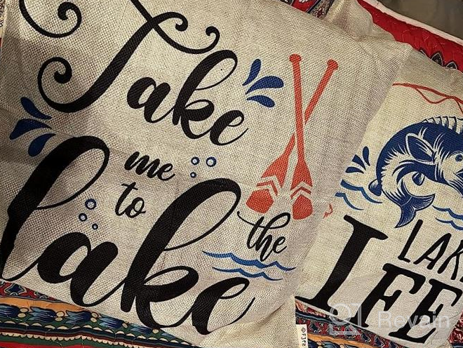 img 1 attached to Enhance Your Summer Decor With Fjfz Lake Life Throw Pillow Cover Set - Perfect For Farmhouse And Patio Spaces review by Ryan Maruffo