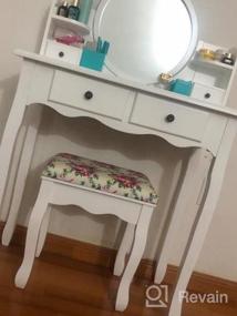 img 5 attached to White Vanity Set For Women And Girls - 4 Drawers And 4 Shelves For Storage, 360° Pivoted Round Mirror, Makeup Organizers, Cushioned Stool - Ideal Dressing Table With Mirror For Makeup (CHARMAID)