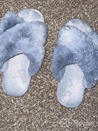 img 1 attached to Women'S Fuzzy Slippers: Metog House Slippers Indoor Outdoor Soft Plush Open Toe Cross Band review by Tracy Meyer