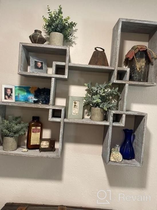 img 1 attached to Modern Wall Mounted Square Shaped Floating Shelves – Set Of 5 Square Shelves For Bathroom, Bedroom, Living Room & More - Screws And Anchors Included – Rustic Wall Décor Display For Home - Brown review by John Swain