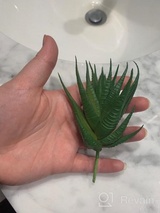 img 1 attached to 🌵 Set of 2 Mini Textured Faux Succulent Picks, Spiky Green Haworthia Cactus, Artificial Mini Aloe, Unpotted (Green) review by Predrag Hall