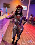картинка 1 прикреплена к отзыву Fixmatti Women's Halloween Party Costume: Skull Print Long Sleeve Jumpsuit Outfit - Spook-tacular Style! от Adam Jauregui