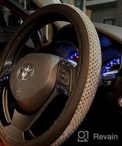 img 5 attached to Jumbo Crystal Rhinestone Steering Wheel Cover With Non-Slip Diamond Leather - Comfy And Sparkly - Universal 15 Inch - Red Color