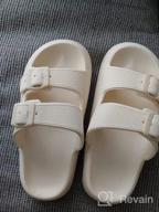 img 1 attached to Adjustable Double Buckle Cloud Slides With Cushioned Sole - Comfortable Shower Slippers For Women And Men By BRONAX review by Laura Valenzuela