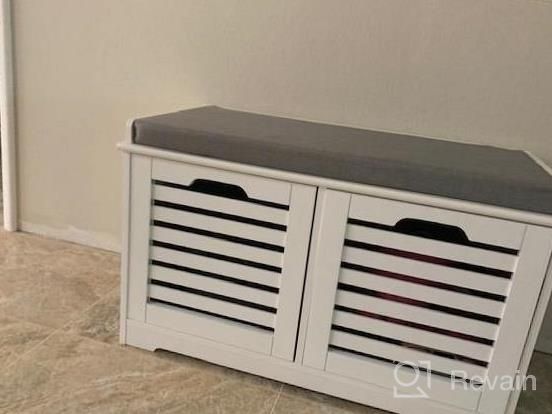 img 1 attached to Organize Your Shoes In Style With Haotian FSR108-W Shoe Cabinet: White 3 Flip-Drawers Shoe Rack And Storage Bench review by Micheal Wolf
