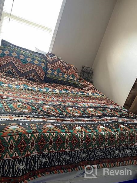 img 1 attached to Experience Chic Comfort With Flysheep'S Boho Bedding Set - 7 Pieces Queen Size Fit, Tribal Striped Prints, And Reversible Comforter review by Kevin Stephan