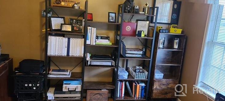 img 1 attached to Industrial Corner Bookshelf With 5 Tiers And Open Display Shelves - Triple Wide Etagere For Living Room, Bedroom, Home Office - Large, Metal Frame Bookcase By Oneinmil review by Cornelius Reeves