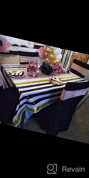 img 1 attached to Premium Disposable Graduation Tablecloths - Black And Gold Rectangle Table Covers For Parties, Weddings, And Showers (2 Pack) review by Brady Shayotovich