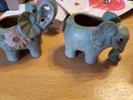 img 1 attached to Retro Glazed Elephant Succulent Planters - 2 Pack Pot And Saucer Set For Home And Garden Decoration review by Roy Reeves