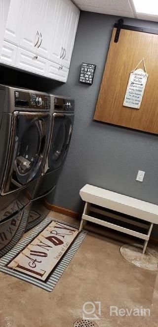 img 1 attached to Brandream Vintage Waterproof Kitchen Mat - Non Skid Laundry Room Runner With 3D Wood Appearance, 20X48 review by Myrv Santamaria