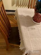 img 1 attached to Wrinkle-Free And Anti-Fading Table Cover For Kitchen & Dining - Mokani Middle Embroidery Table Cloth In Washable Cotton Linen With Tassel (55 X 55 Inch, Gray) review by Emanuel Frison
