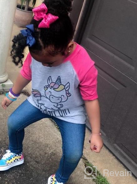 img 1 attached to 🦄 Unicorn Birthday Raglan Girls' Clothing by Ate Apparel: Cute and Trendy Fashion for Your Little Princess review by Matthew Hall