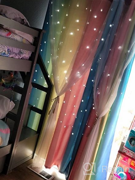img 1 attached to Anjee Star Curtains For Kids 2 In 1 Double Layer Blackout Curtains Grommets Top Star Cutout Ombre Rainbow Curtains Sheer For Living Room Girls Bedroom 2 Panels In 52 X 84 Inch, Pink And Yellow review by David Hashman