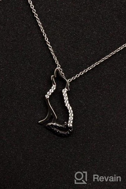 img 1 attached to 925 Sterling Silver Crescent Moon Wolf Pendant Necklace 18" - Perfect Birthday Day Jewelry Gift for Girlfriend or Wife review by Amanda Davis