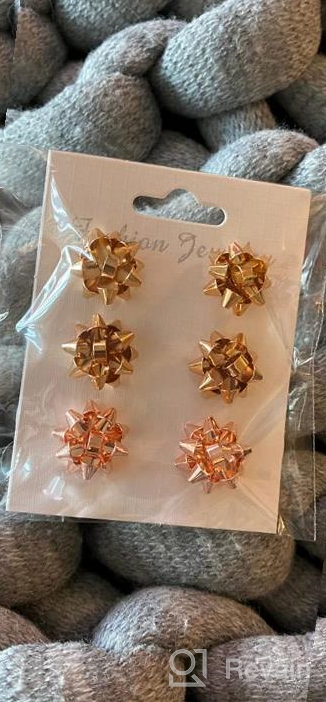 img 1 attached to 🎄 Get into the Holiday Spirit with Vogueknock Christmas Bow Earring Studs - Perfect Girls' Jewelry for the Festive Season! review by Rene Carrell