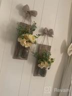 img 1 attached to Rustic Mason Jar Wall Sconces With LED Fairy Lights And Flowers - Set Of 2 - Decorative Farmhouse Home Décor With 6-Hour Timer review by Jeff Billingsley