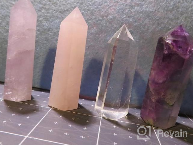 img 1 attached to Set Of 4 Healing Crystal Wands - Amethyst, Rock Quartz, Rose Quartz, And Rainbow Fluorite - 6 Faceted Single Point Reiki Stones For Meditation, Therapy, And Decor - 2 Inch Size By Mookaitedecor review by Daniel Boudreau