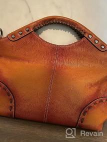img 5 attached to Designer Ladies Handbag - HESHE Vintage Genuine Leather Top Handle Satchel Shoulder Bag Crossbody Purse
