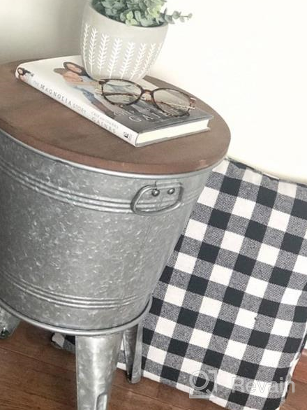 img 1 attached to Accentuate Your Home With Hallops Farmhouse Galvanized Rustic Side Table - Metal Storage Ottoman With Wood Cover And Legs review by Aaron Vazquez