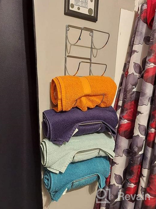 img 1 attached to White Wall Mounted Towel Rack Holder - Sorbus Storage Organizer For Linens review by Steven Hudson