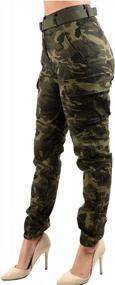 img 4 attached to TwiinSisters Women'S High Waist Slim Fit Jogger Cargo Camo Pants For Women With Matching Belt