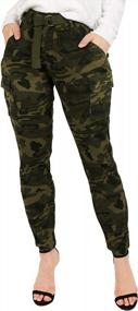 img 1 attached to TwiinSisters Women'S High Waist Slim Fit Jogger Cargo Camo Pants For Women With Matching Belt