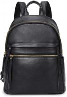 women's genuine leather backpack purse multi-functional elegant daypack soft shoulder bag office, shopping, trip - black logo