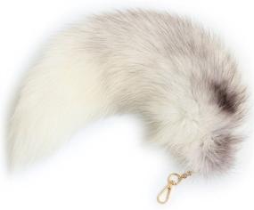 img 1 attached to Huge Fluffy White Gray Fox Tail Fur Cosplay Toy Alopex Lagopus Ring By Fosrion