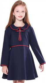 img 4 attached to Stylish Navy Pleated Peter Pan School Uniform Jumper Dress For Girls, Ages 3-12 (SOLOCOTE Sundress)
