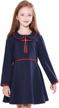 stylish navy pleated peter pan school uniform jumper dress for girls, ages 3-12 (solocote sundress) logo