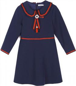 img 3 attached to Stylish Navy Pleated Peter Pan School Uniform Jumper Dress For Girls, Ages 3-12 (SOLOCOTE Sundress)