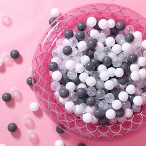 img 4 attached to GOGOSO Ball Pit Balls For Kids - Macaron Grey & White & Transparent Ocean Balls Plastic Balls For Babies Toddlers Children
