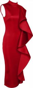 img 1 attached to Резная миди-платье с высоким воротником для женщин - идеально подходит для официальных мероприятий и праздничных вечеринок.