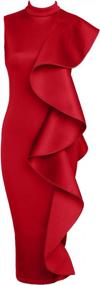 img 2 attached to Резная миди-платье с высоким воротником для женщин - идеально подходит для официальных мероприятий и праздничных вечеринок.