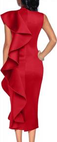 img 3 attached to Резная миди-платье с высоким воротником для женщин - идеально подходит для официальных мероприятий и праздничных вечеринок.